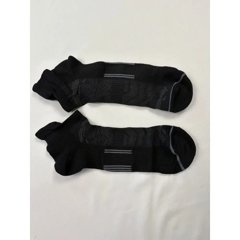 Fitrell No Show Athletic Socks 6 Pack Black Cushioned Low Cut Running Socks NIB